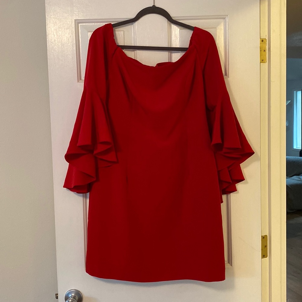 Red off the shoulder dress